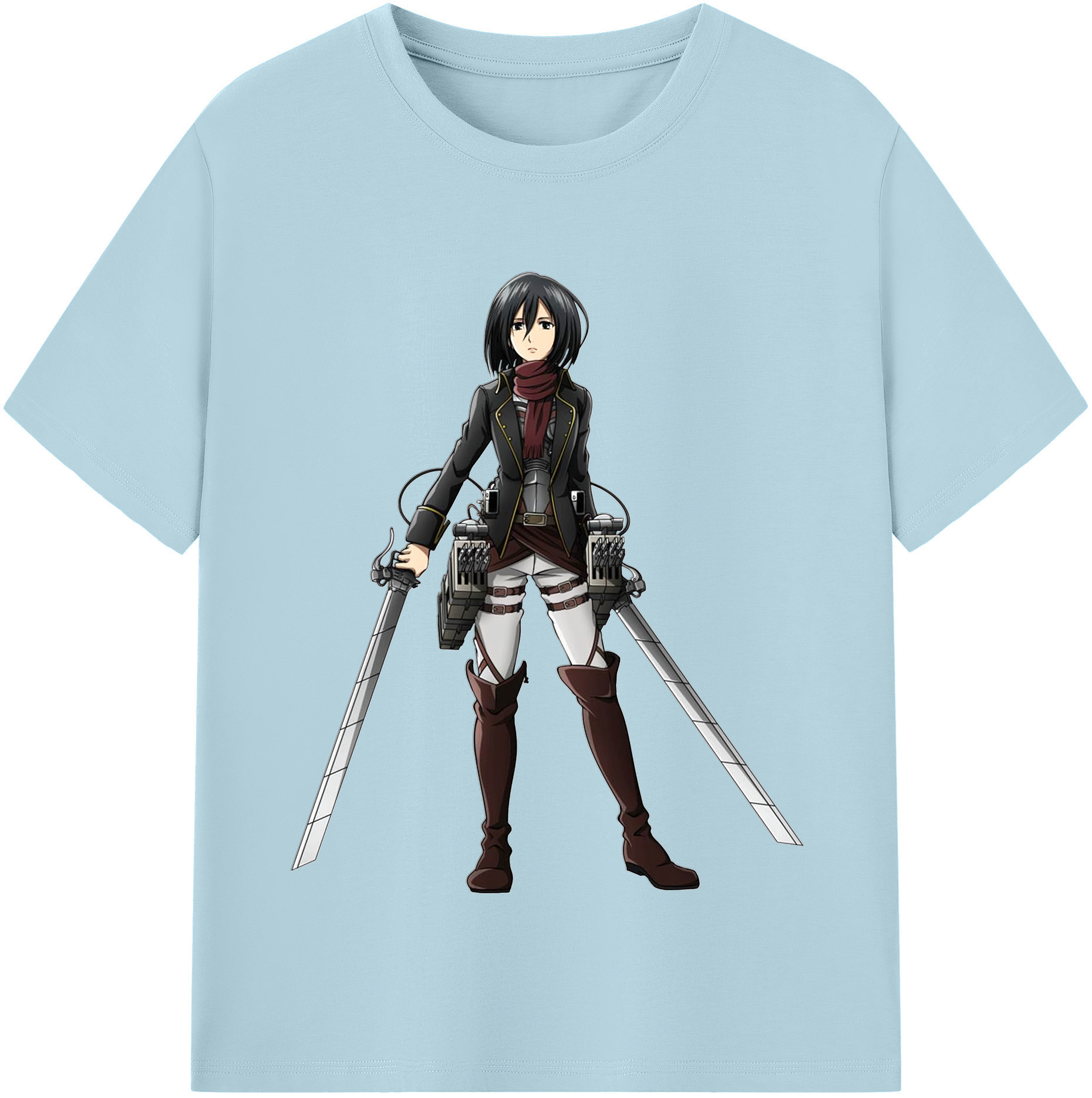 （画像用） 進撃の巨人 ミカサ·アッカーマン Attack on Titan Mikasa Ackerman 綿100％半袖Tシャツ（フロントプリント）